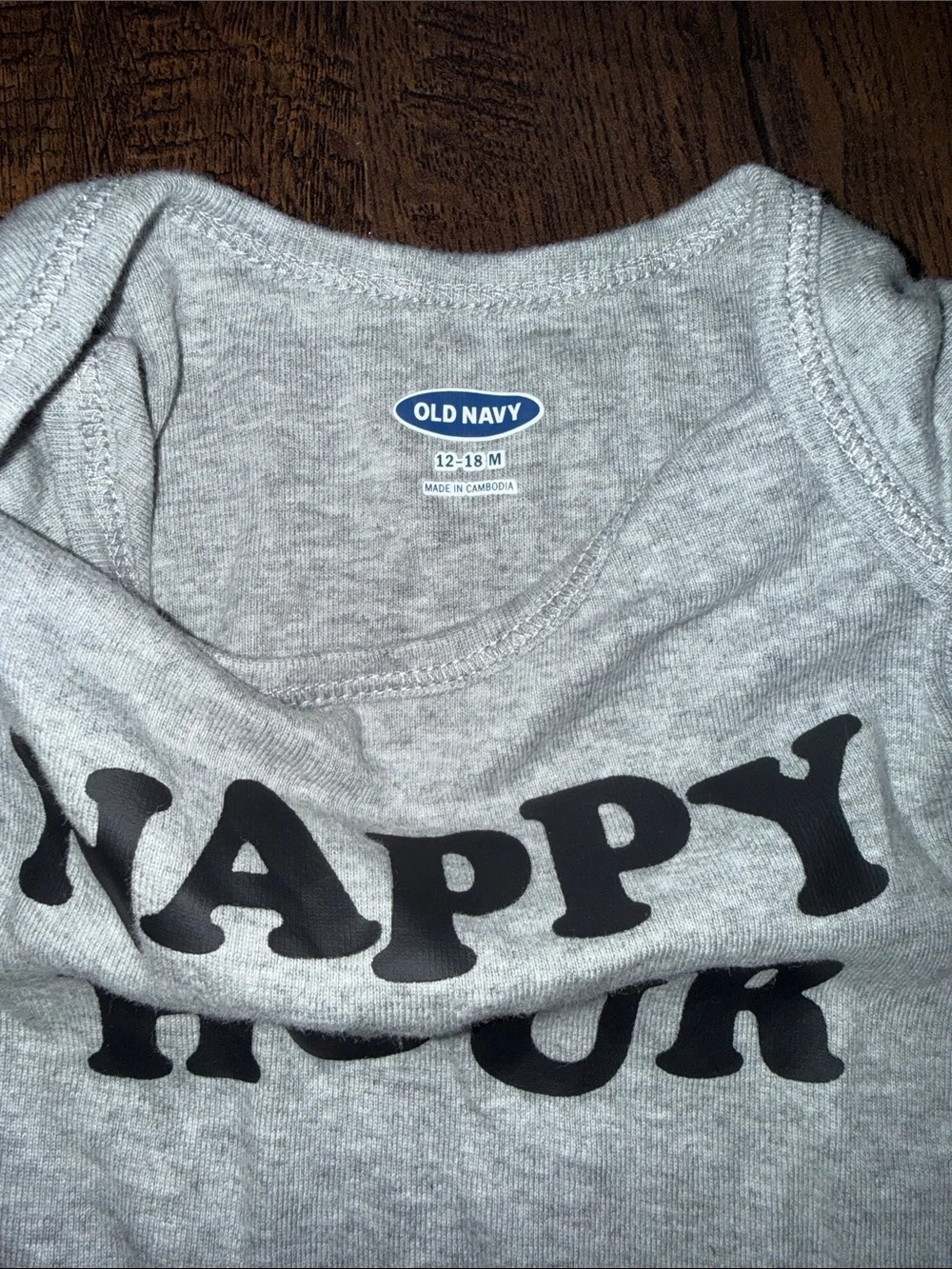Old Navy Gray Baby One-Piece Bodysuit Set with Donut & Slogan